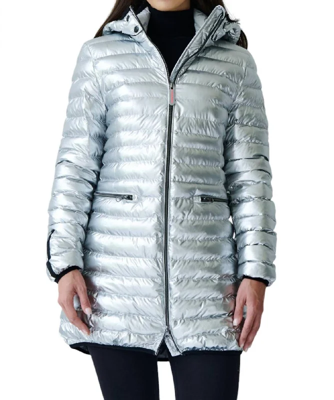 Shannon Vegan Down Coat In Silver Women's Elegant Outfit