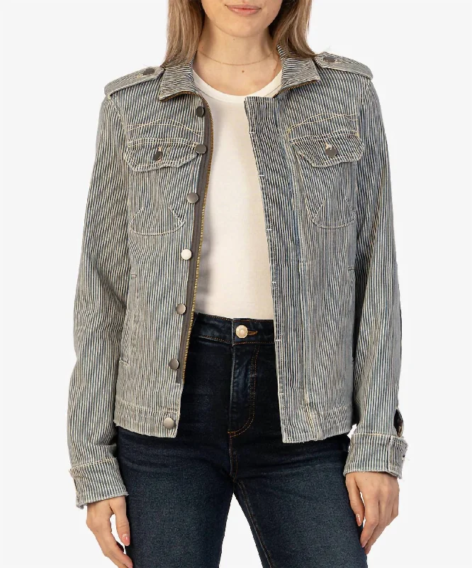 Amanda Stripe Jacket In Comfortable Women's Transitional Clothes