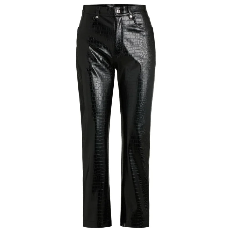 Straight-leg trousers in crocodile-embossed faux leather Online Impressions Boutique