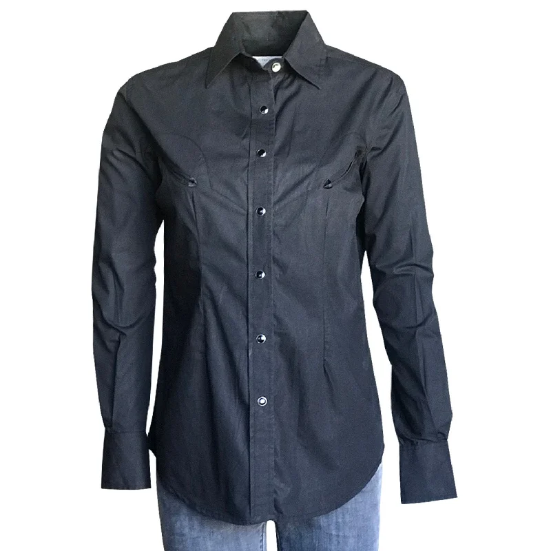 Rockmount Womens Black 100% Cotton Solid Western L/S Shirt Women's Seasonal Attire