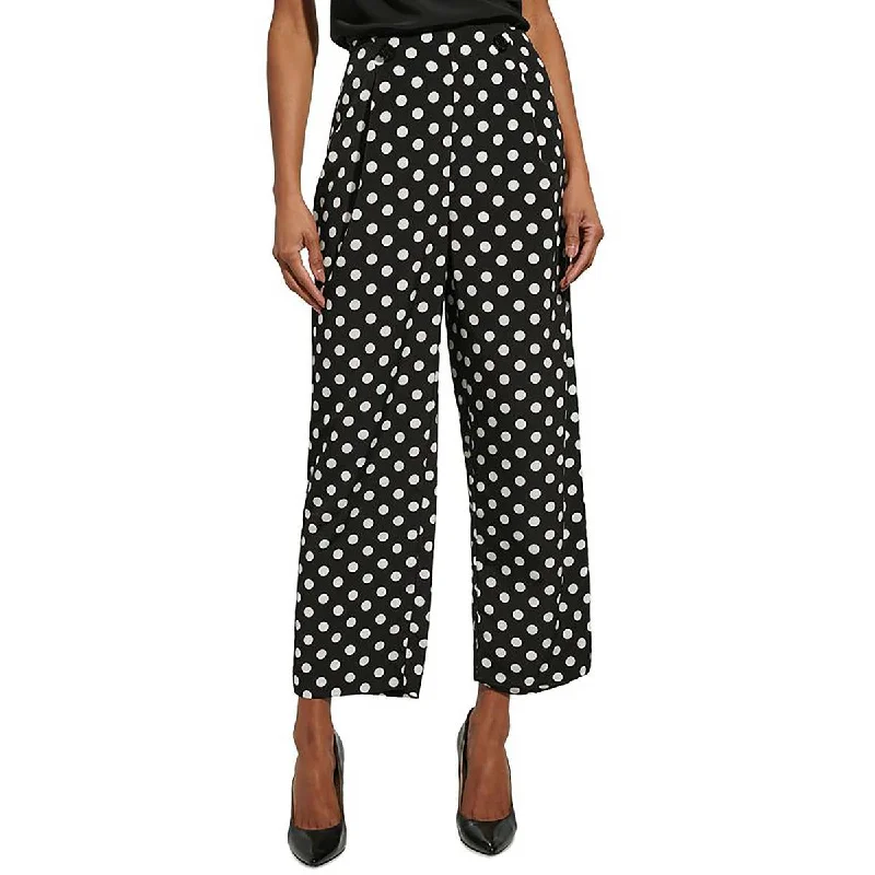 Womens Polka Dot Side Zip Wide Leg Pants Women's Outerwear Apparel