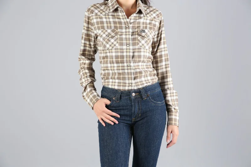 Kimes Ranch Womens San Mateo Flannel Natural Cotton blend L/S Shirt Women's Holiday Attire