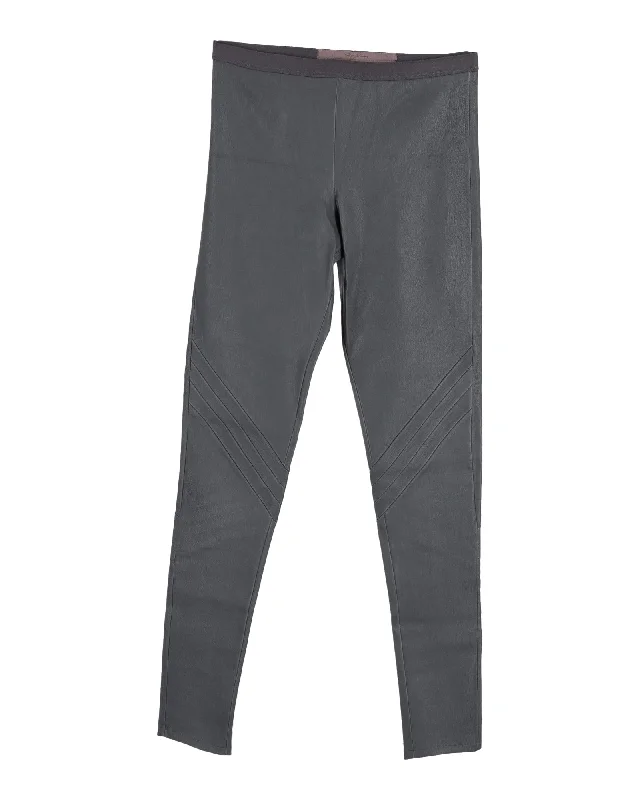 Rick Owens Leggings in Grey Leather Fashionable Women's Outfit