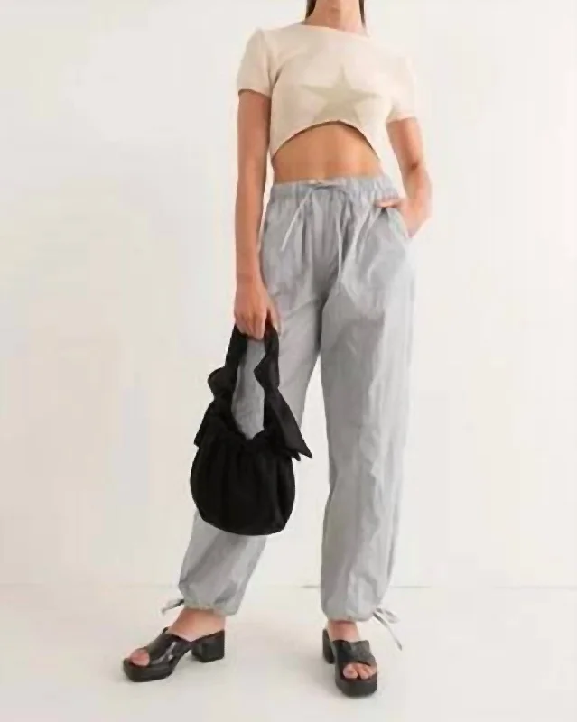 Nylon Parachute Pants In Dove Grey Affordable Online Boutiques