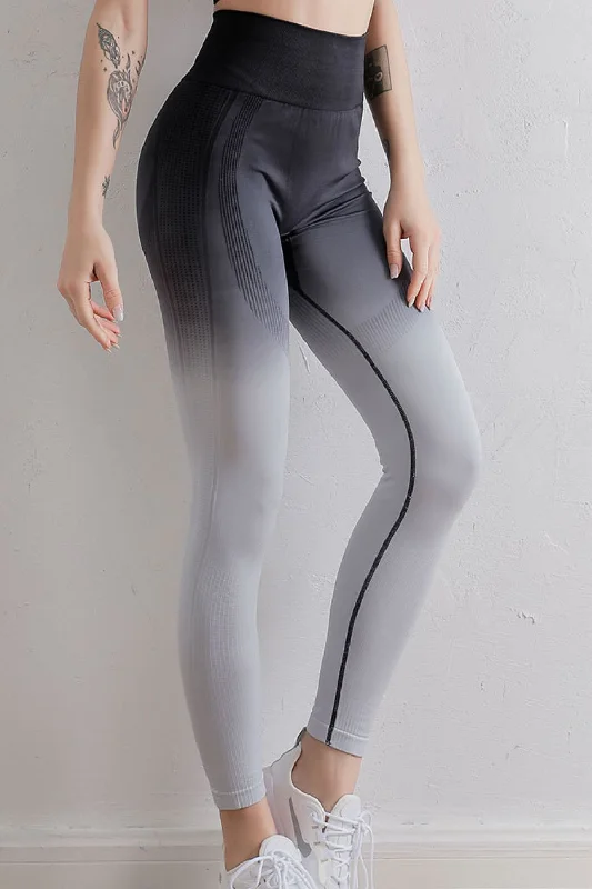 Gradient High Waist Sports Leggings Trendy Women's Apparel