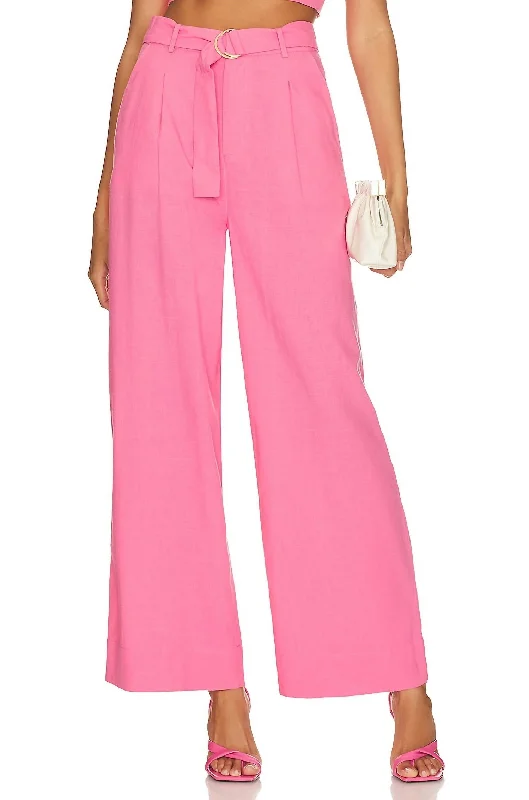 Kelani Belted Pants In Pink Chic Women's Outfit