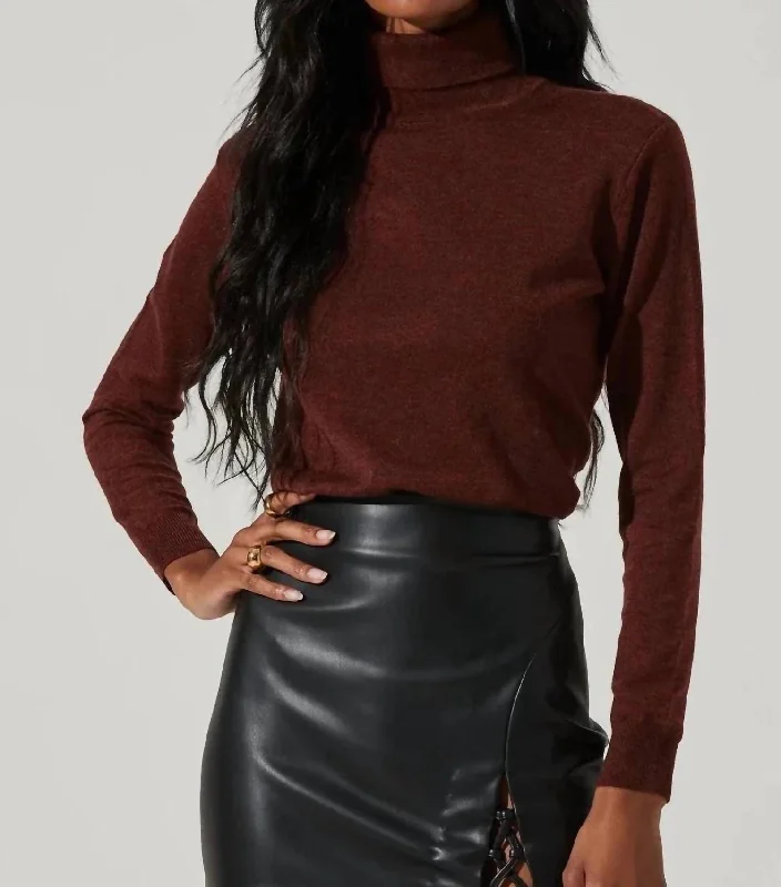 Alden Turtleneck Sweater In Rust Sustainable Women's Clothes