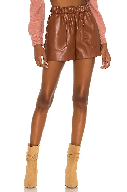 Faux The Record Short In Cognac Sales Clothes