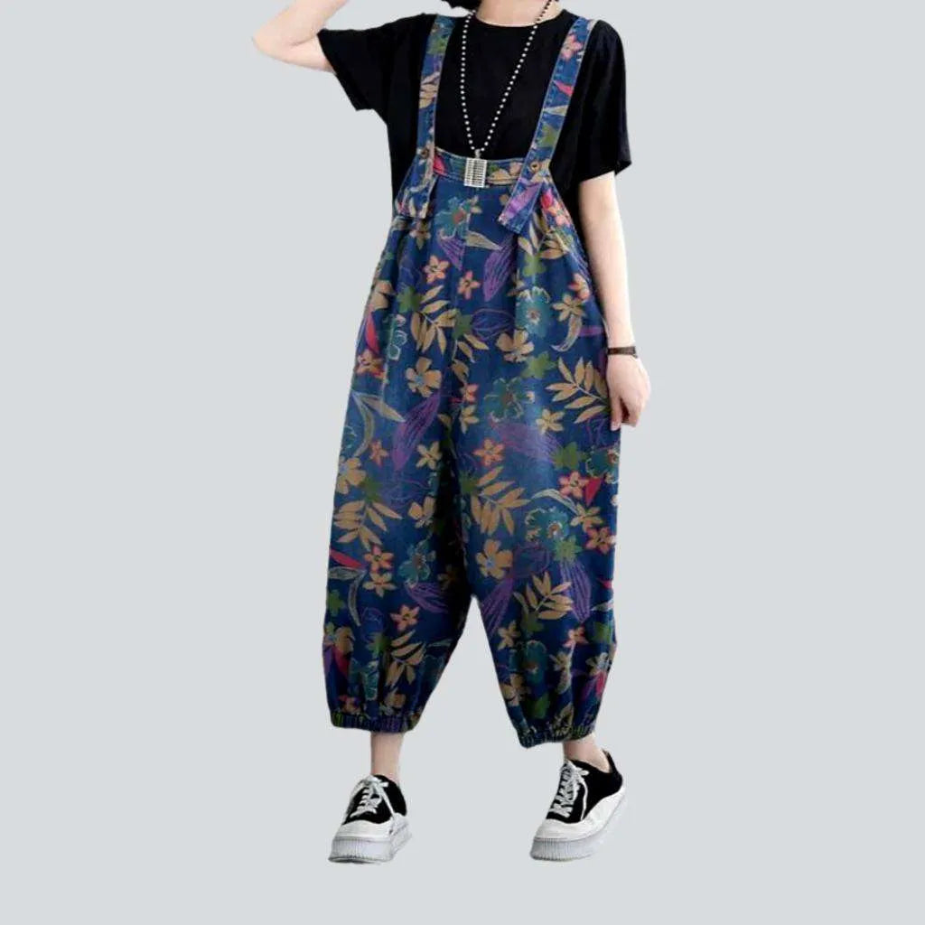 Y2k baggy floral denim overall for ladies Women's Clothing for All Occasions