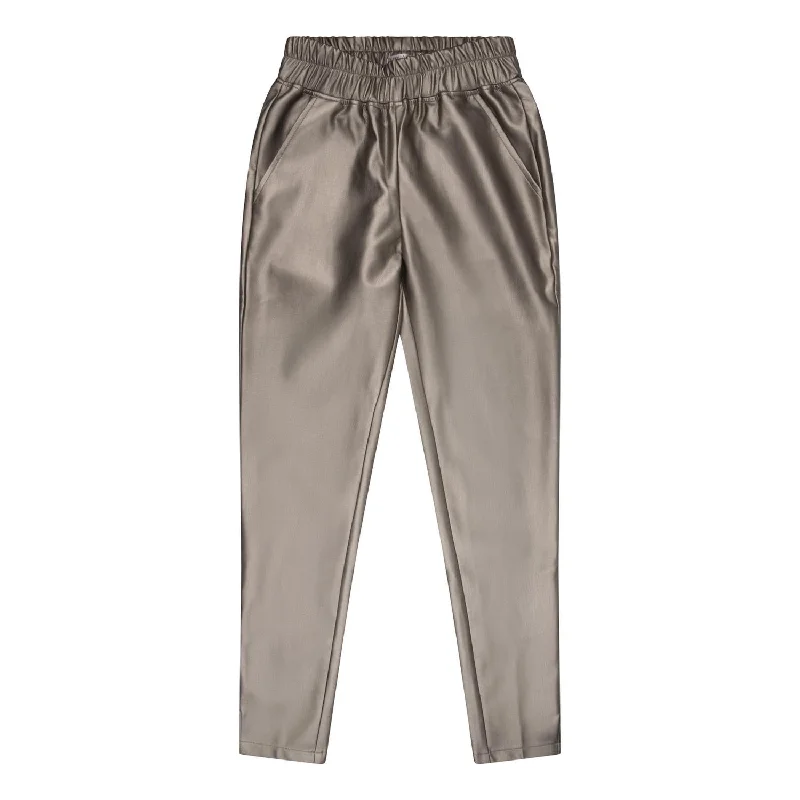 Tregging Pu Trousers In Soft Gold Women's Relaxed Outfit