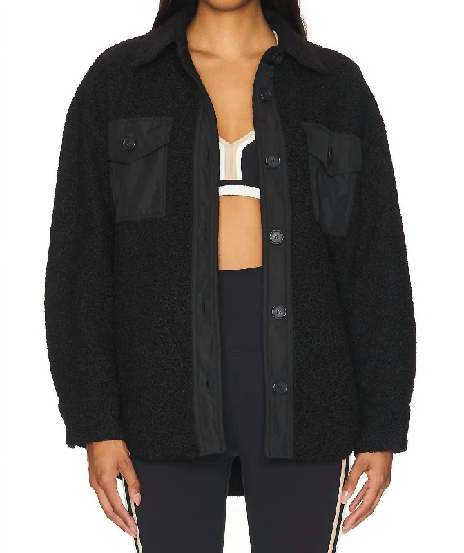 Noelle Faux Sherpa Jacket In Black Sustainable Women's Clothes