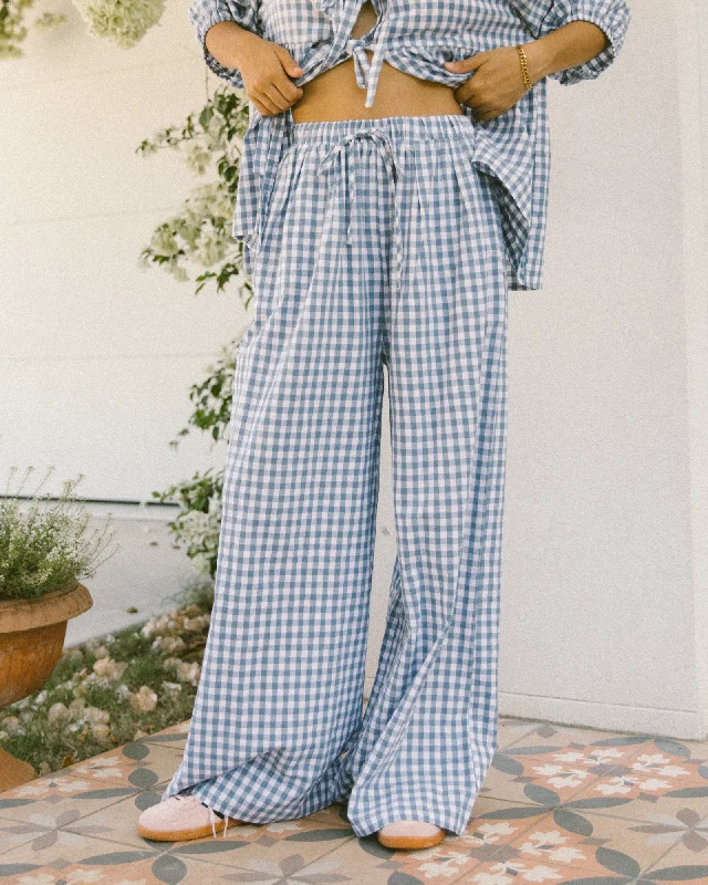 Posey Pants | Blue Gingham Women's Activewear Outfit