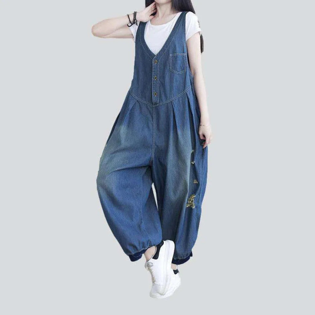 Trendy women's ripped jeans jumpsuit Fashion-forward Women's Wear