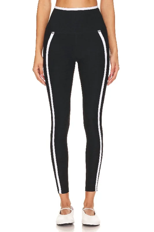 Spacedye New Moves High Waisted Midi Leggings In Darkestnight/white Chic Women's Outfit Ideas