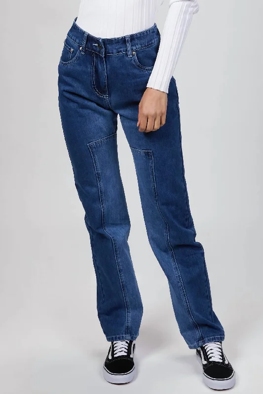 Panel Denim Jeans In Indigo Women's Versatile Apparel