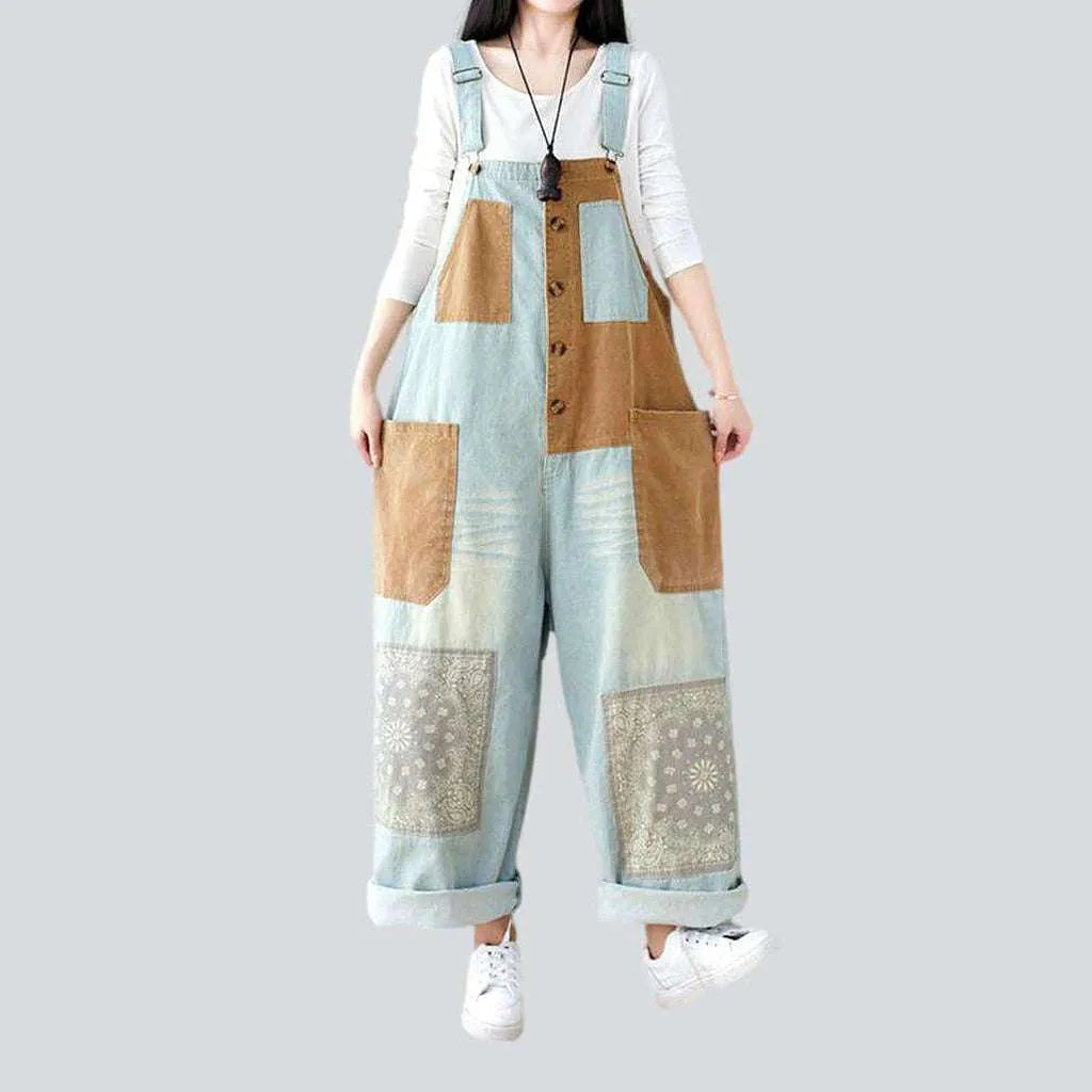 Patchwork denim overall for ladies Exclusive Women's Fashion Collection