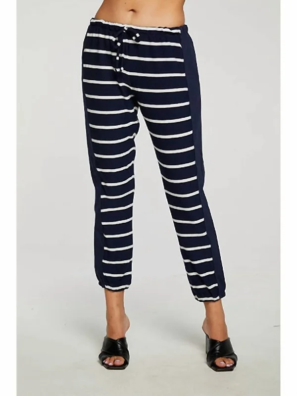 Rpet Cozy Knit Side Panel Jogger In Stripe Clothing For Women