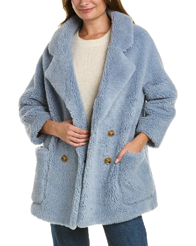 La Fiorentina Oversized Wool-Blend Teddy Coat Online Boutique Stores