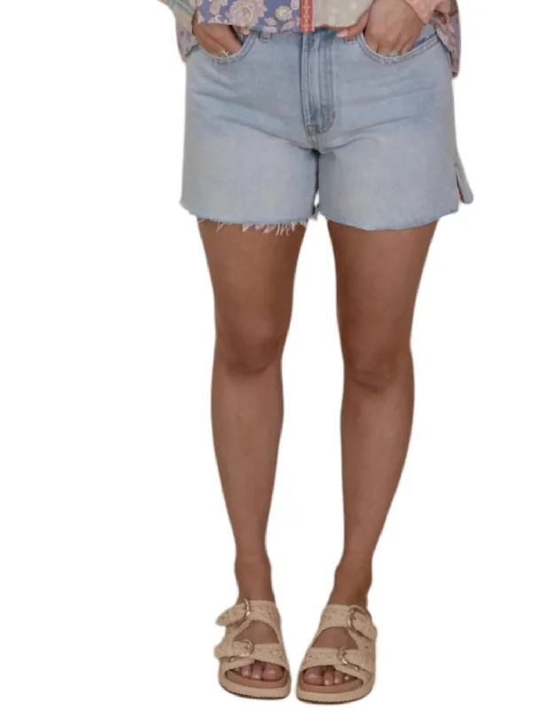 Luna Denim Shorts In Light Wash Women's Comfy Loungewear Outfit