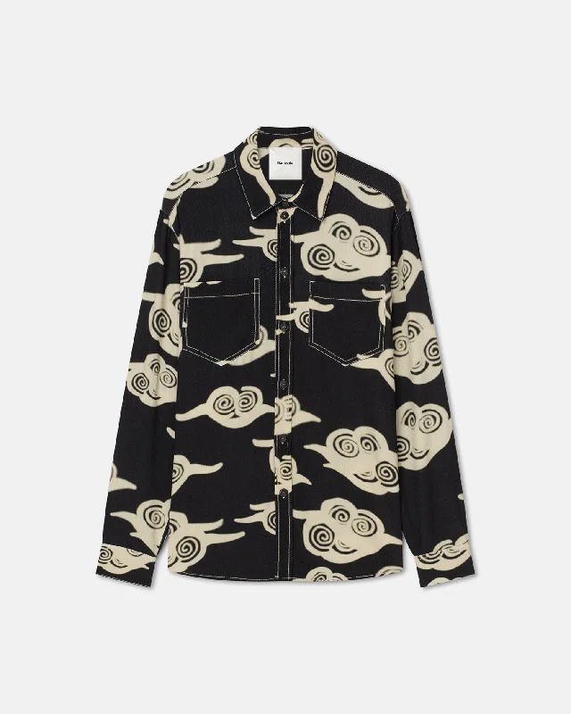 Nerissa - Printed Crepe Shirt - Cloud Black/Creme Clothing For Women