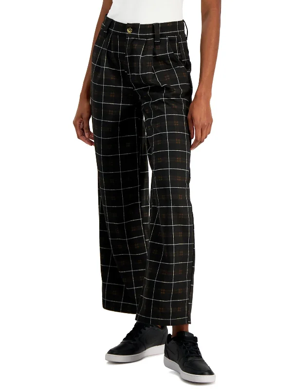 Juniors Womens Pleated High Rise Trouser Pants Contemporary Women's Clothing