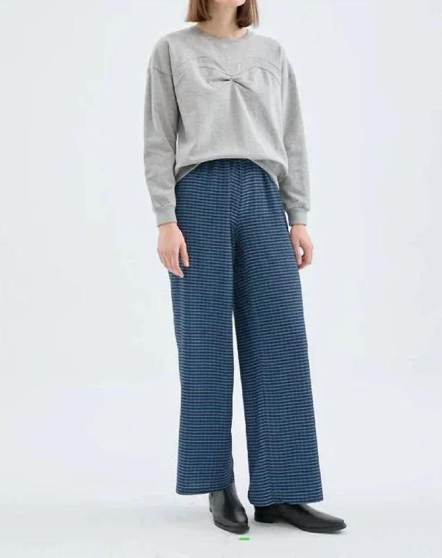 Checks Pants In Blue Women's Charming Outfit For Events