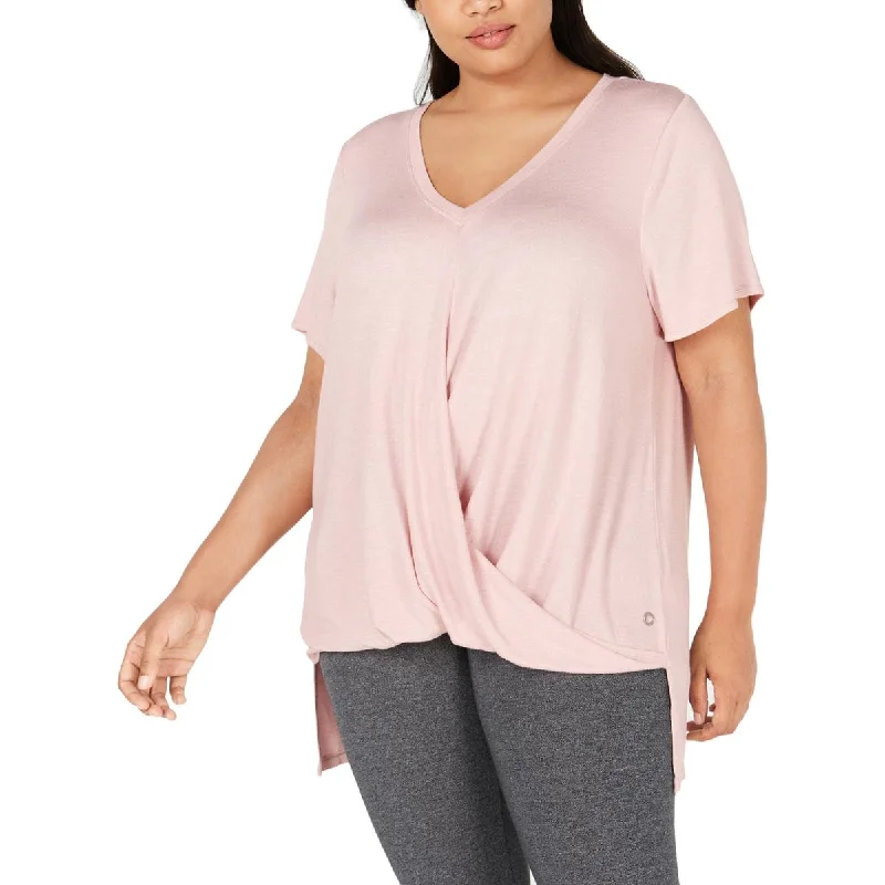 Plus Womens Draped V-Neck T-Shirt Women's Trendy Outfit