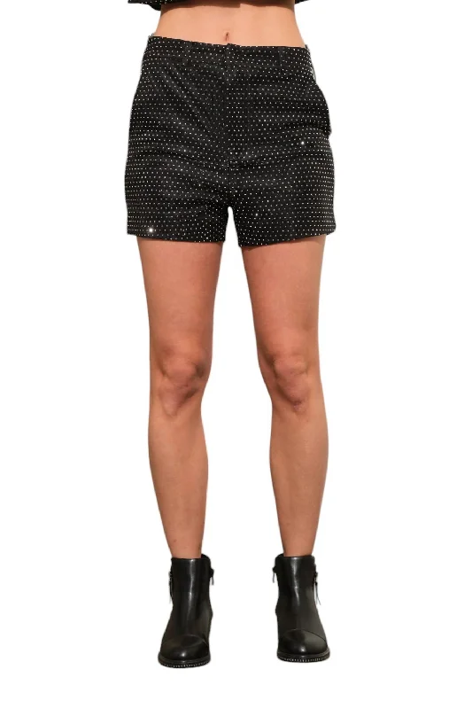 Tell All Studded Trouser Short In Black Women's Professional Apparel