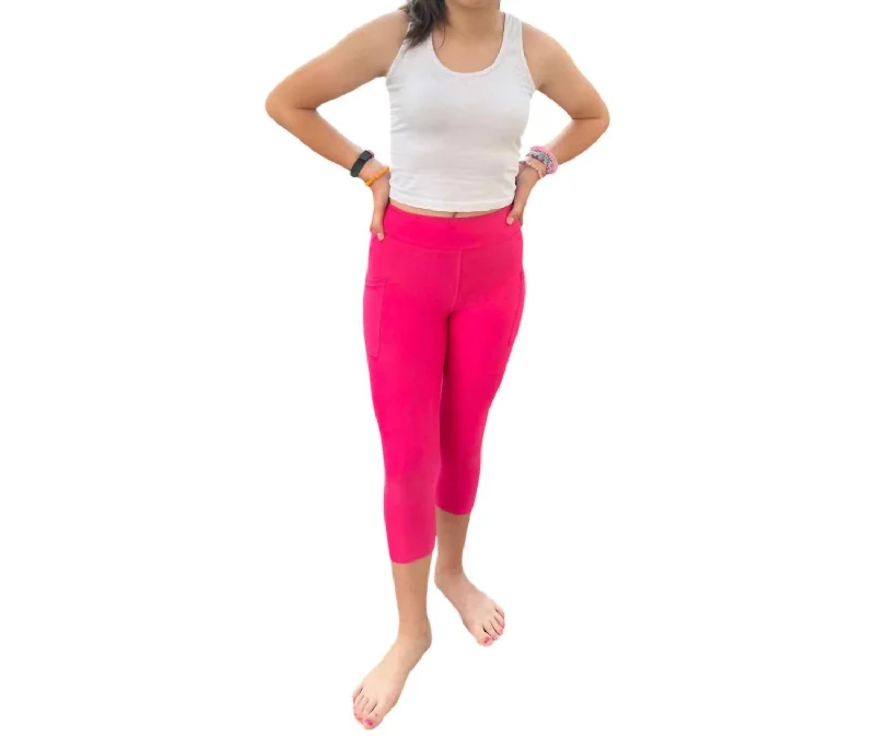 Tween Girls Capri Leggings In Hot Pink Luxury Women's Fashion