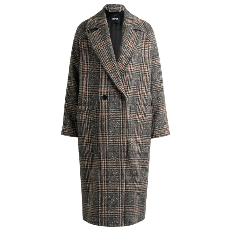 Loose-fit double-breasted coat in Glen-check tweed Online Boutiques Clothing