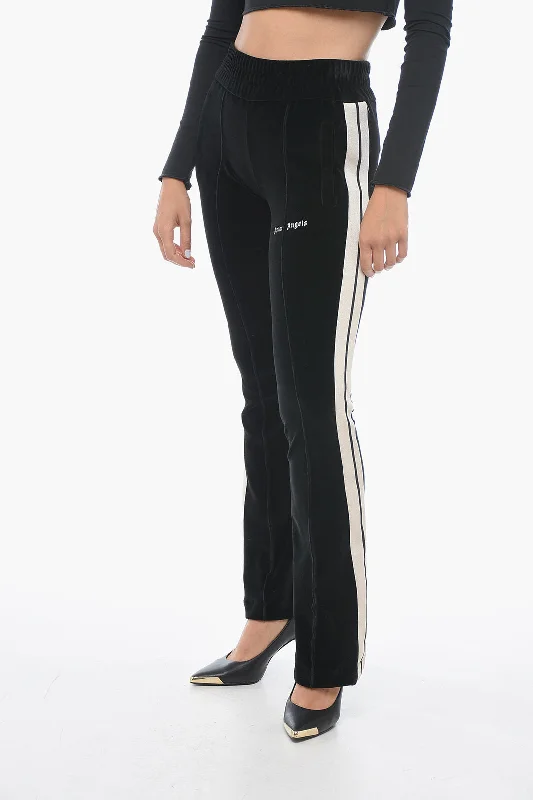 Palm Angels Velour Track Pants with Contrasting Bands Affordable Online Boutiques