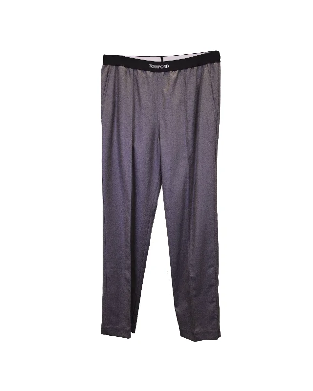 Tom Ford Logo-Waistband Straight Trousers in Grey Cashmere Women's Casual Wear Clothes