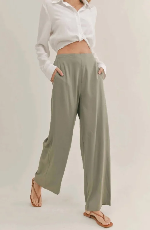 Cassidy Wide Leg Pant In Olive Stylish Outerwear Clothing For Women