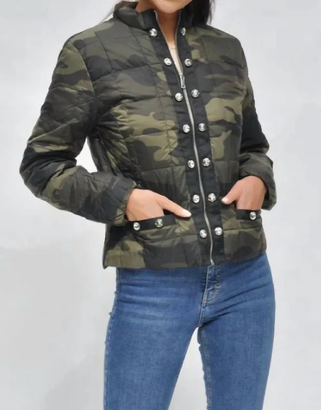 Lia Rhinestone Jacket In Camo Women's Casual Wear Outfit