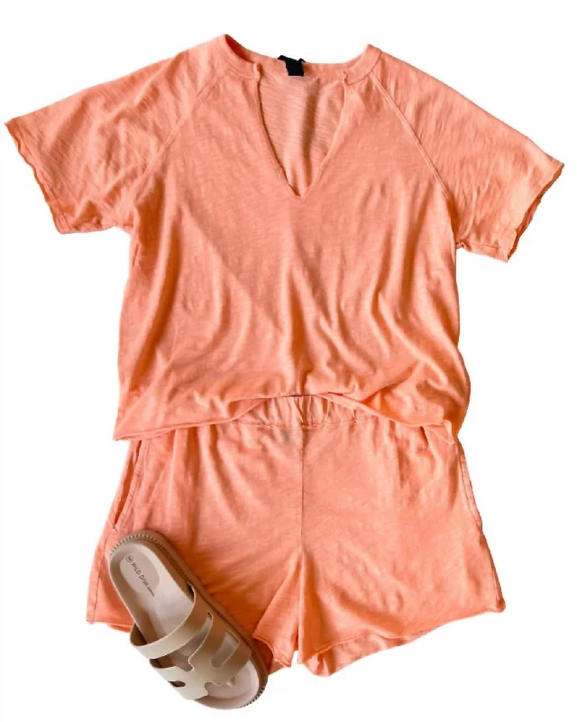 Raw-Edge Short In Cantaloupe Trendy Women's Apparel for All Seasons