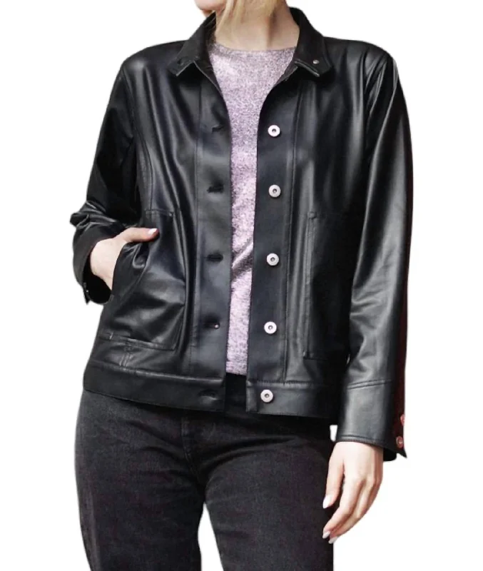 Leather Jacket In Black Affordable Women's Outfit