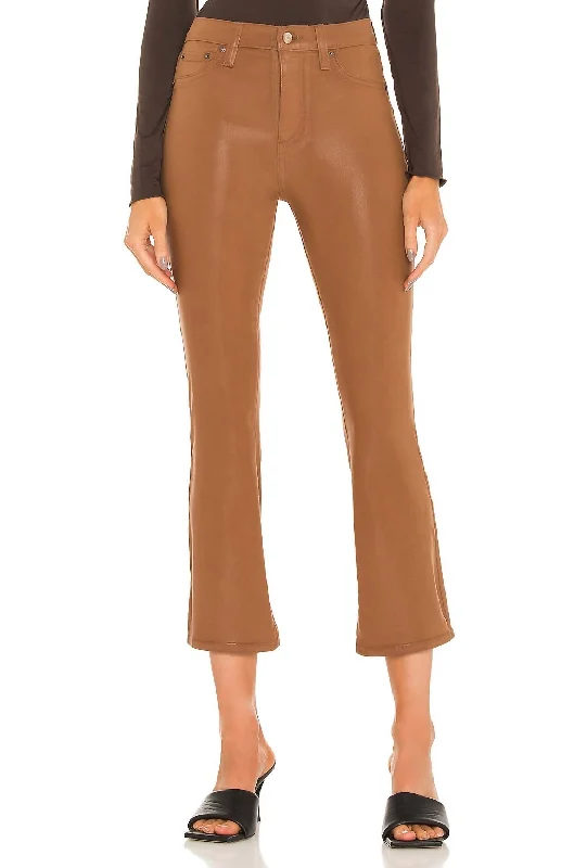 Lennon High Rise Crop Boot Pants In Coated Cognac Women's High-Fashion Garments