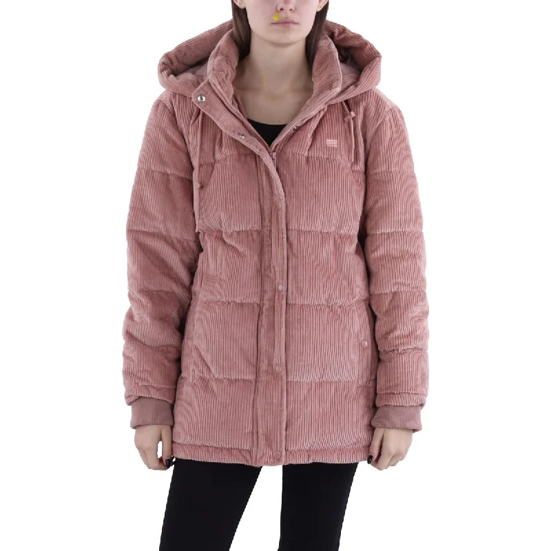 Womens Corduroy Hooded Puffer Jacket Women Clothing