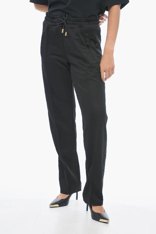 Palm Angels Cotton Track Pants with Lurex Embroideries Clothing Woman