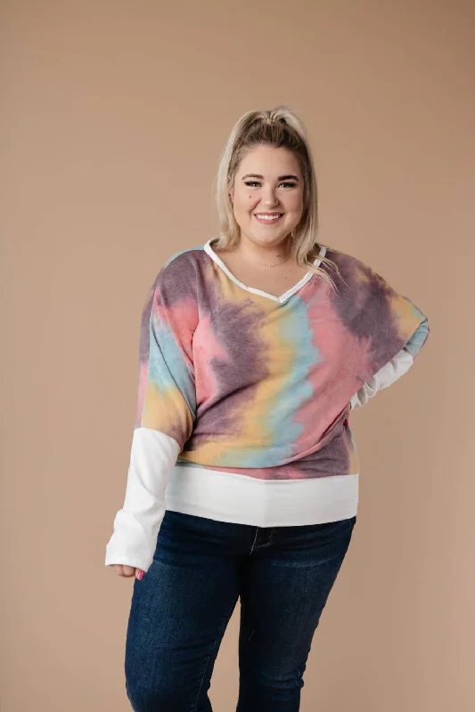 Whitney Wide V Tie Dye Pullover In Multi Women's Clothing For Work