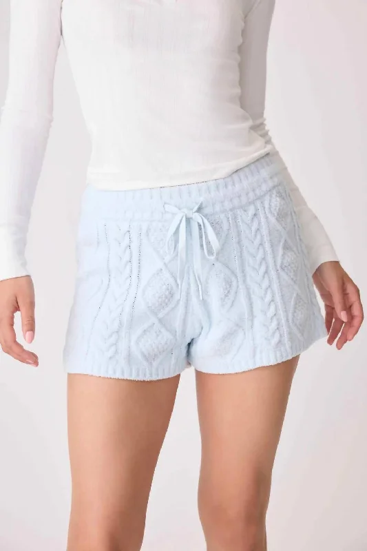 Chenille Shorts In Light Blue Women's Travel Outfit Set