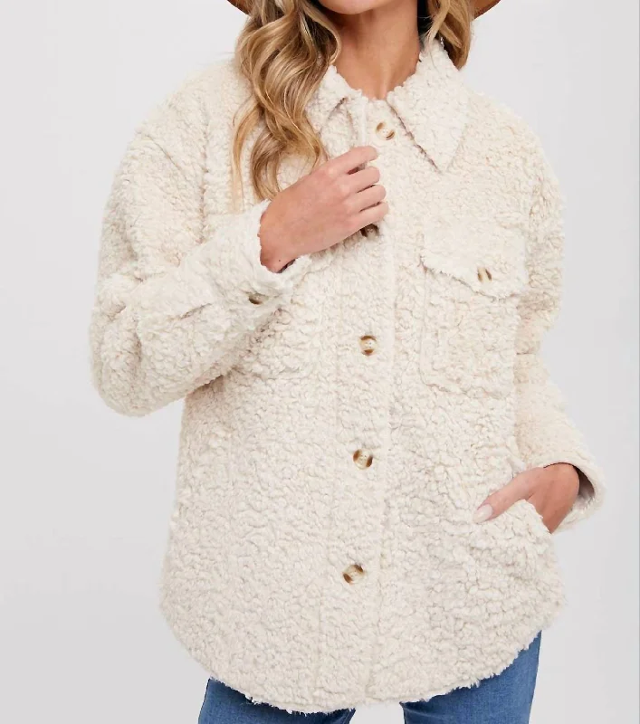 Sherpa Jacket In Cream Exclusive Discount