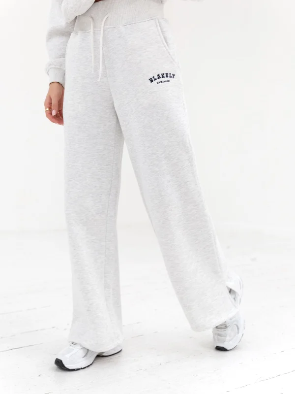 Varsity Wide Leg Sweatpants - Marl White Women's High-Fashion Clothes