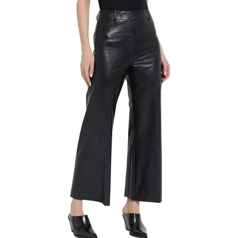 Vegan Leather Wide Leg Pants In Black Women's Night-Out Clothes