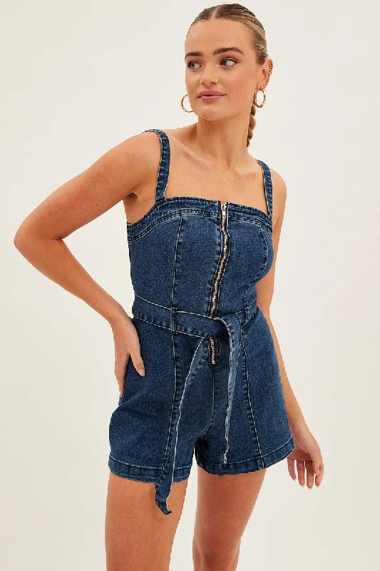 Blue Overall Denim High-Quality Women's Fashion Dresses