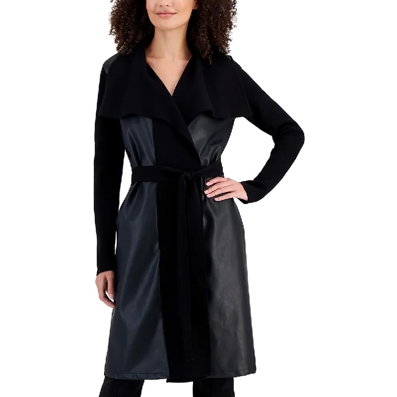 Womens Faux Letaher Long Sleeves Wrap Coat Women Online Clothing Boutiques