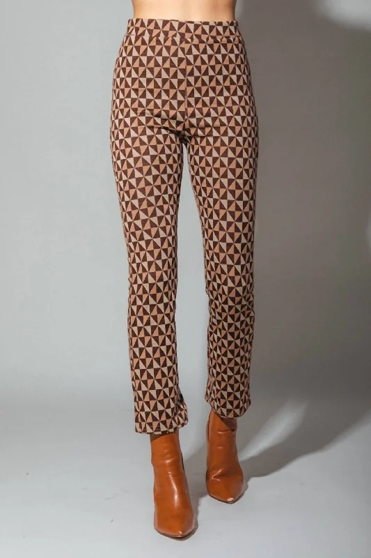 Printed Leggings Fit Pants In Mocha Geometric Women's Clothing for All Occasions