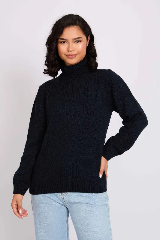 Women Pullover  Neck Regular Fit Navy Stylish Women's Garments