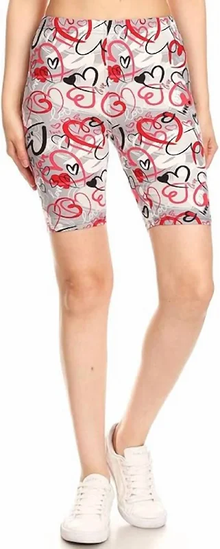 Valentines Biker Babe Shorts In White Women's Comfy Attire For Lounging