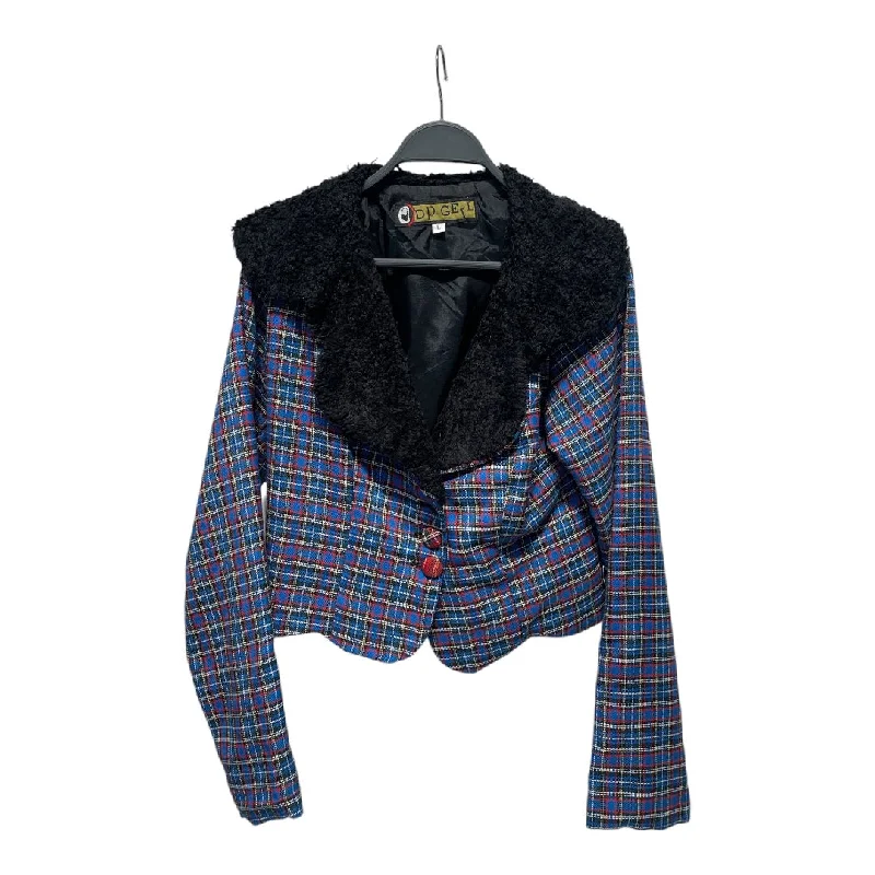 DP GERL/Jacket/L/Plaid/Cotton/BLU/ Women's Plus-Size Apparel